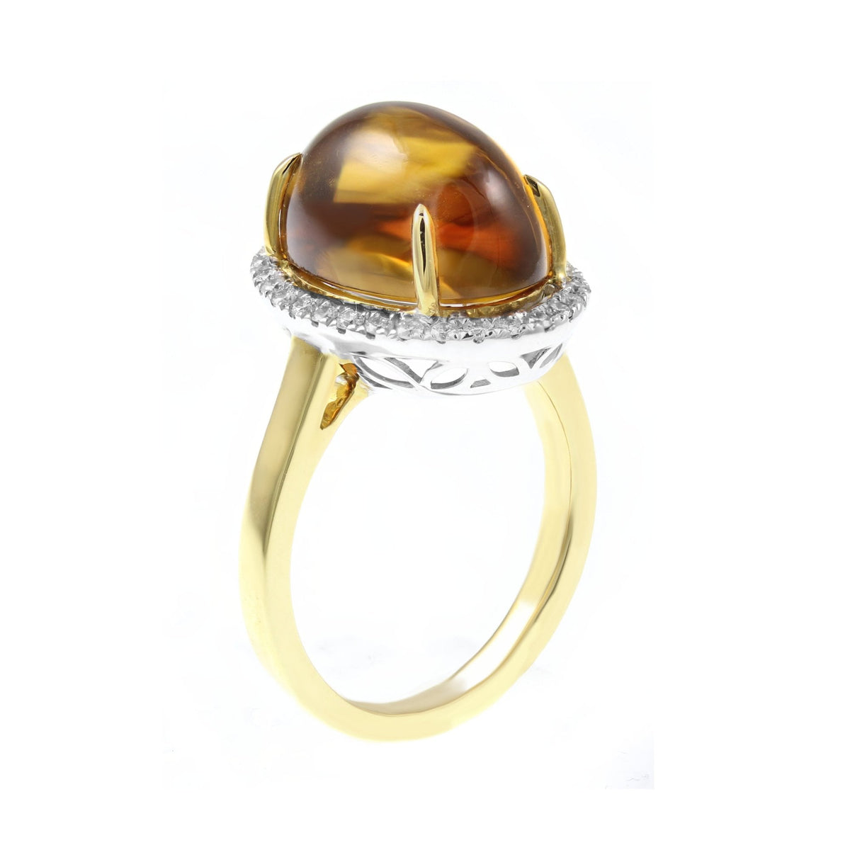 18ct yellow gold 9.01ct cabochon citrine & 0.27ct diamond ring