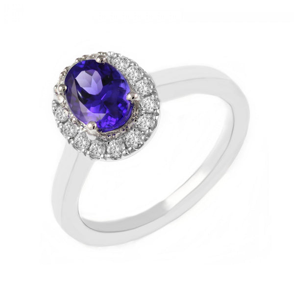 Platinum 1.42ct tanzanite & 0.32ct diamond cluster ring