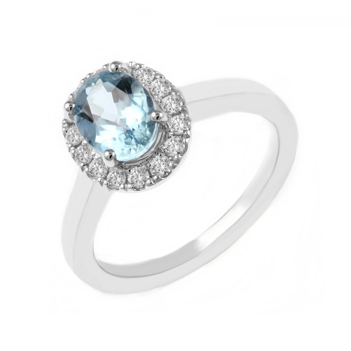 Platinum 1.17ct aquamarine & 0.25ct diamond cluster ring