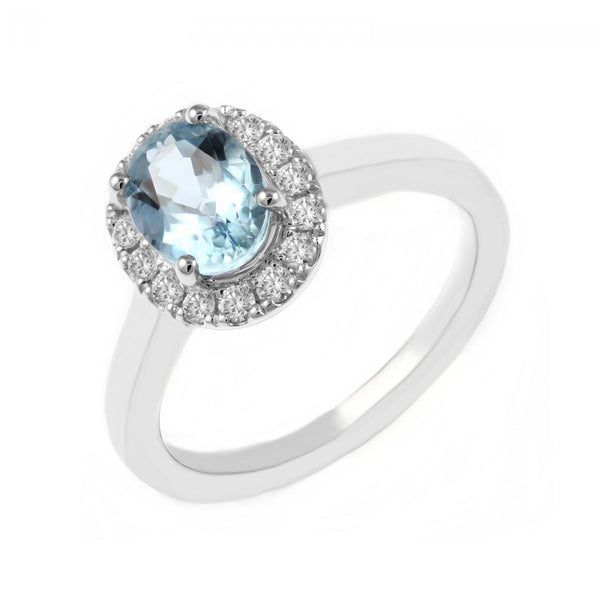 Platinum 1.17ct aquamarine & 0.25ct diamond cluster ring