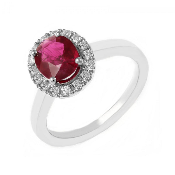Platinum 1.71ct ruby & 0.32ct diamond cluster ring