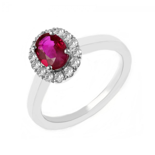 Platinum 0.70ct ruby & 0.25ct diamond cluster ring