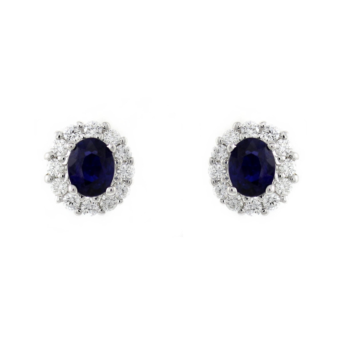 Platinum 0.70ct sapphire & 0.37ct diamond cluster earrings