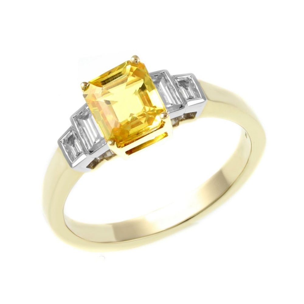 18ct yellow gold 1.83ct yellow sapphire & 0.19ct diamond ring