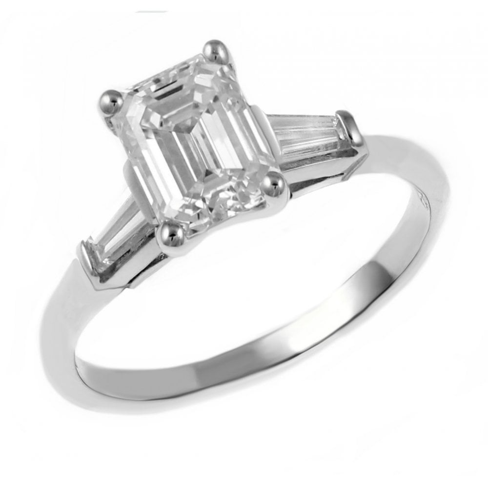 Platinum 1.00ct E VS2 GIA emerald cut diamond ring