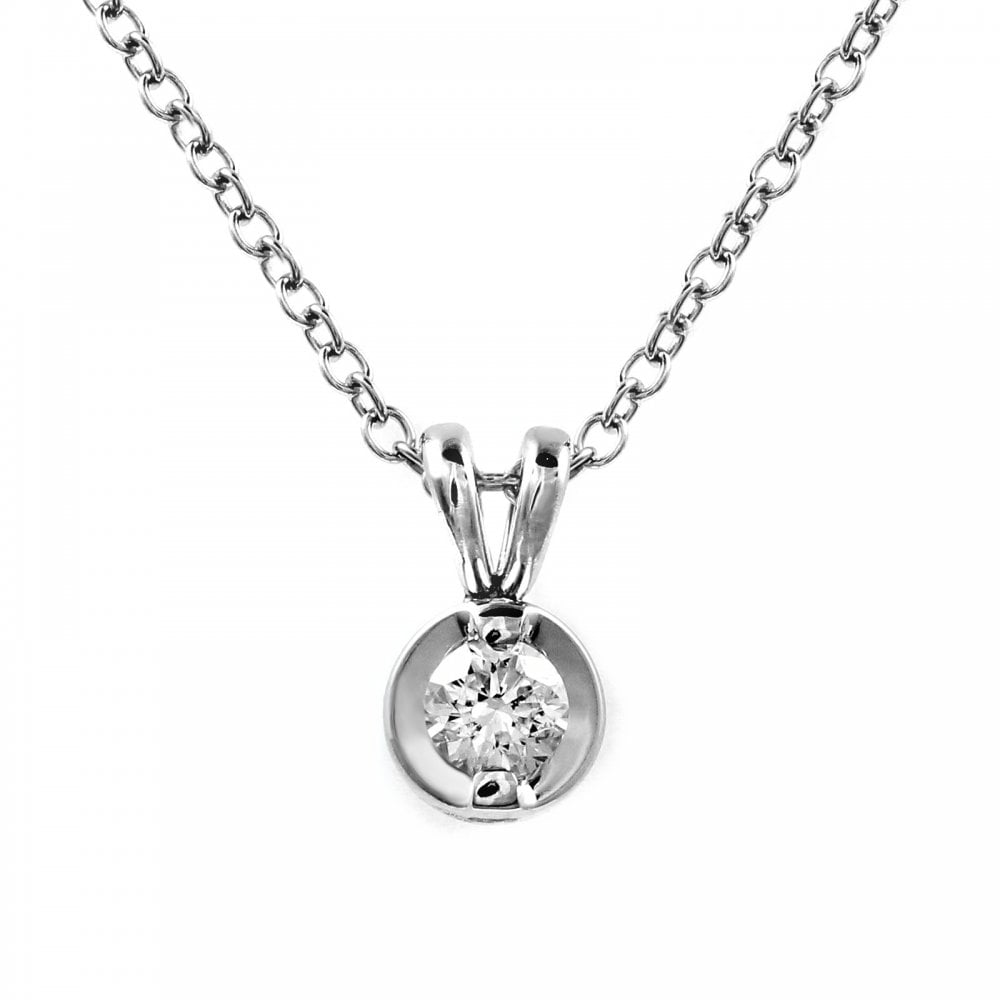 18ct white gold 0.33ct round brilliant cut diamond pendant