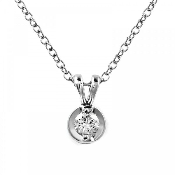 18ct white gold 0.33ct round brilliant cut diamond pendant