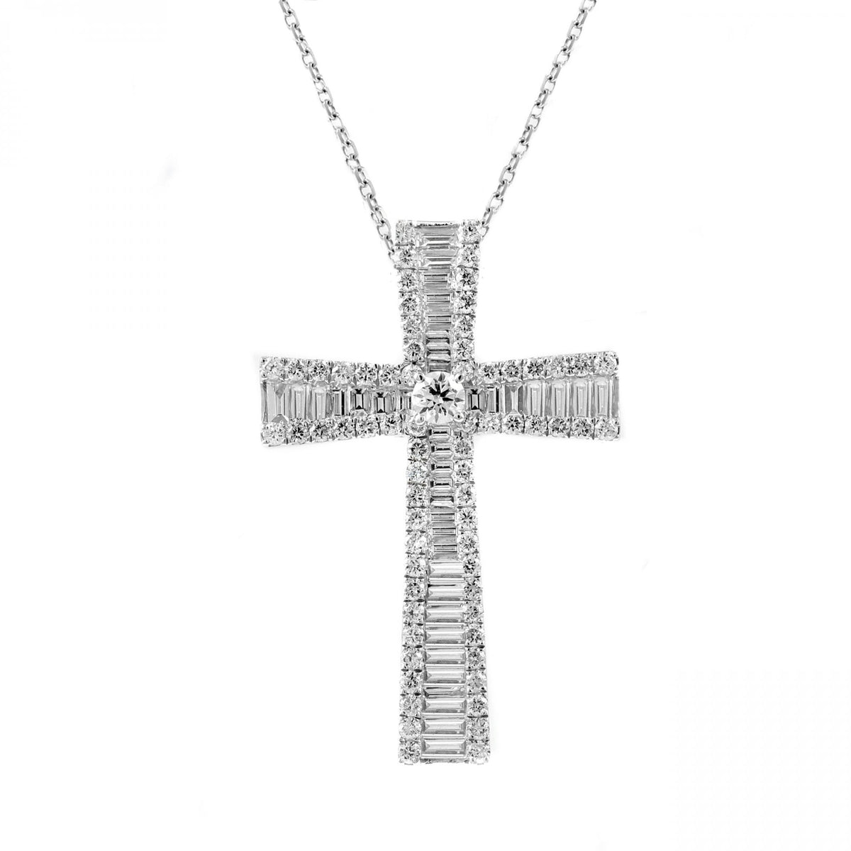 18ct white gold 1.25ct diamond cross pendant