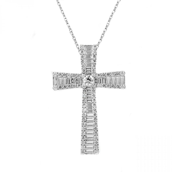 18ct white gold 1.25ct diamond cross pendant