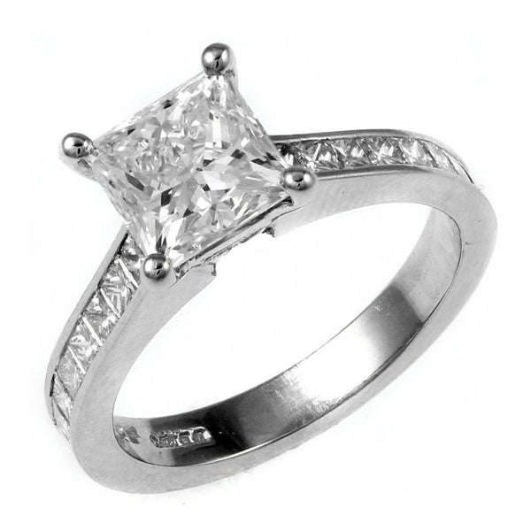 Platinum 1.00ct D SI1 EGL princess cut diamond ring