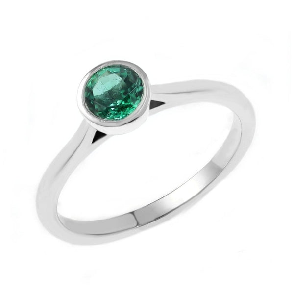 Platinum 0.42ct round emerald ring