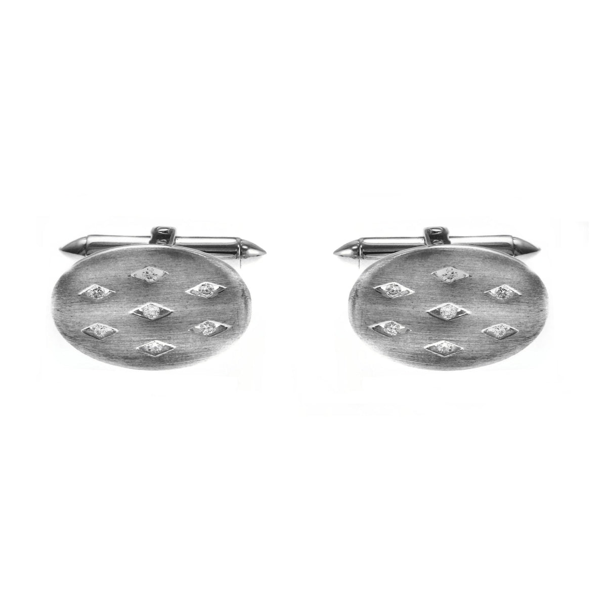 9ct white gold oval 20x14mm 0.07ct diamond set cufflinks