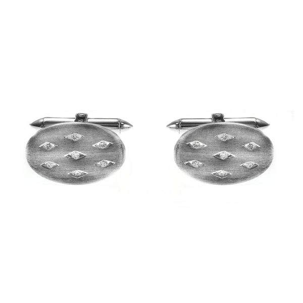 9ct white gold oval 20x14mm 0.07ct diamond set cufflinks