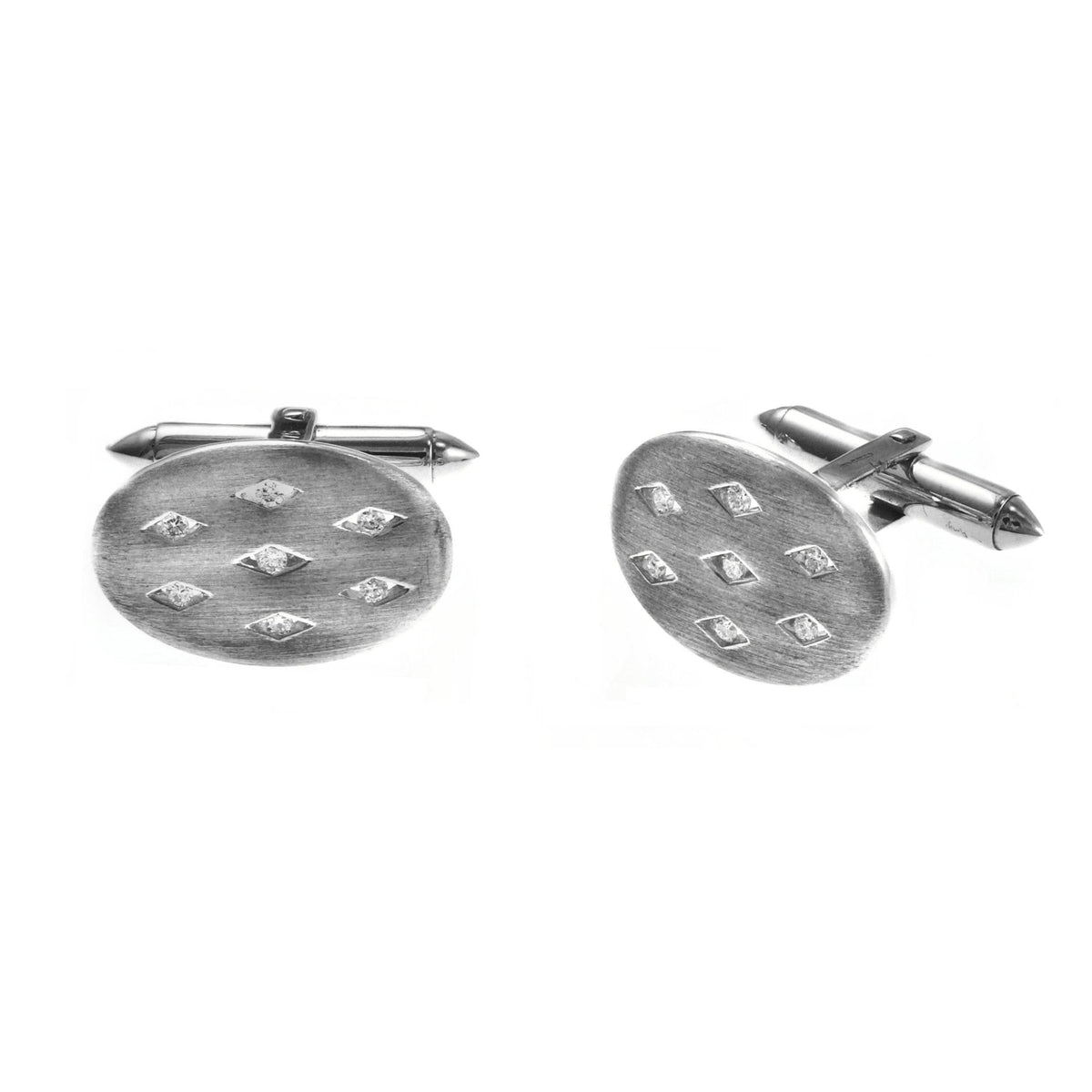 9ct white gold oval 20x14mm 0.07ct diamond set cufflinks