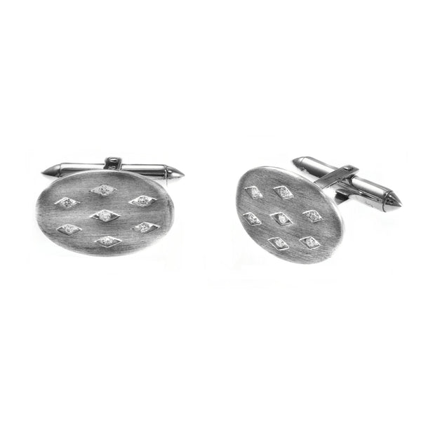 9ct white gold oval 20x14mm 0.07ct diamond set cufflinks
