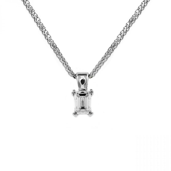 Platinum 0.31ct F VS1 GIA emerald cut diamond pendant