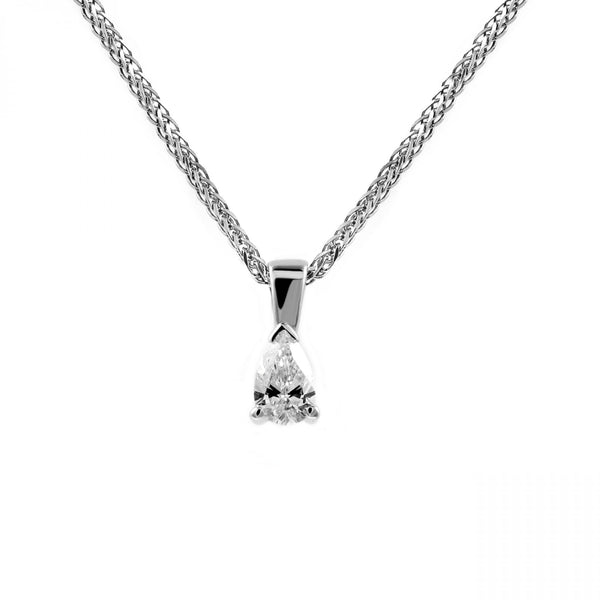 Platinum 0.30ct F VS2 GIA pear cut diamond pendant