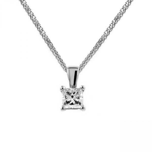 Platinum 0.70ct F VS2 GIA princess cut diamond pendant