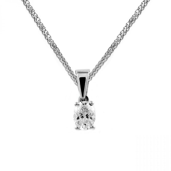 18ct white gold 0.50ct oval cut diamond pendant