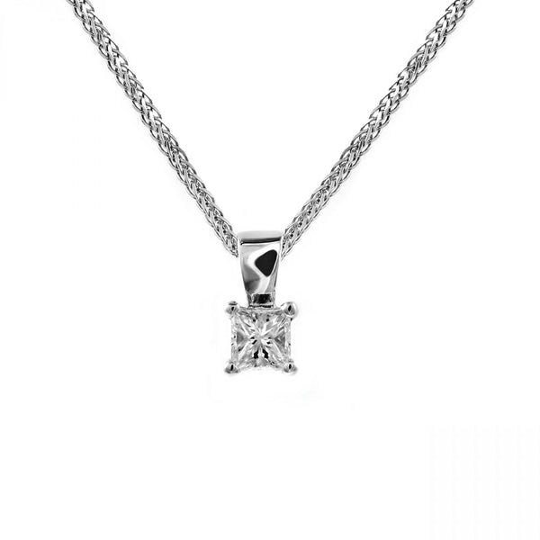 Platinum 0.30ct F VVS1 GIA princess cut diamond pendant