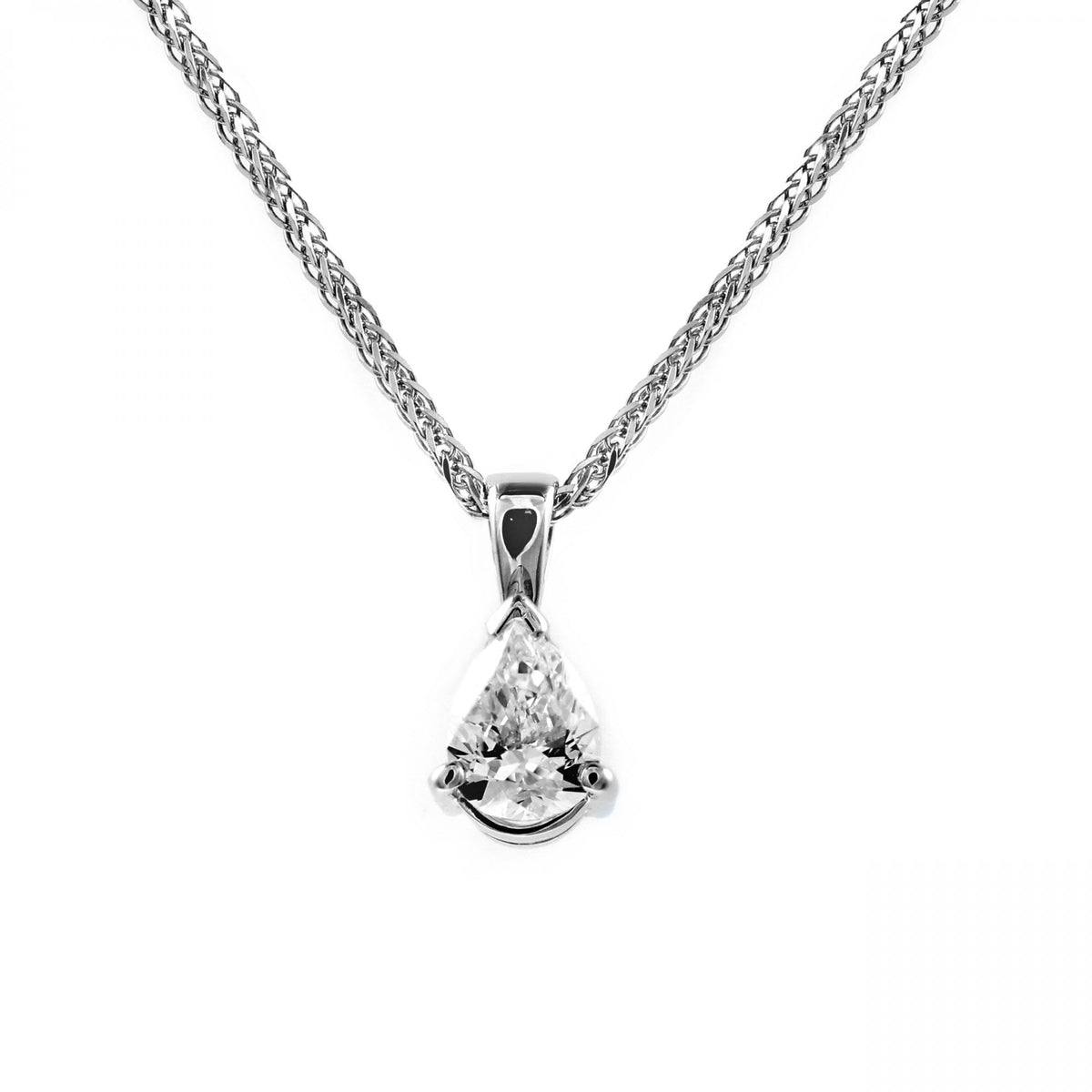 Platinum 0.71ct F VS2 GIA pear cut diamond pendant