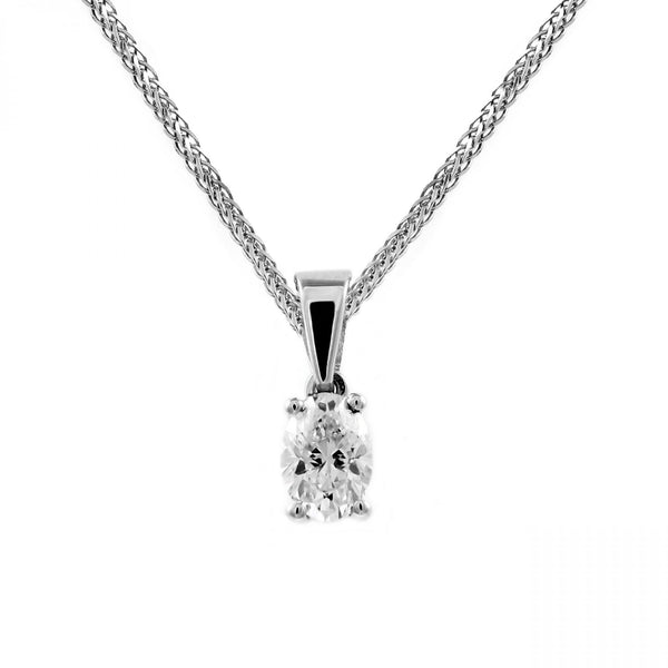 18ct white gold 0.70ct oval cut diamond pendant