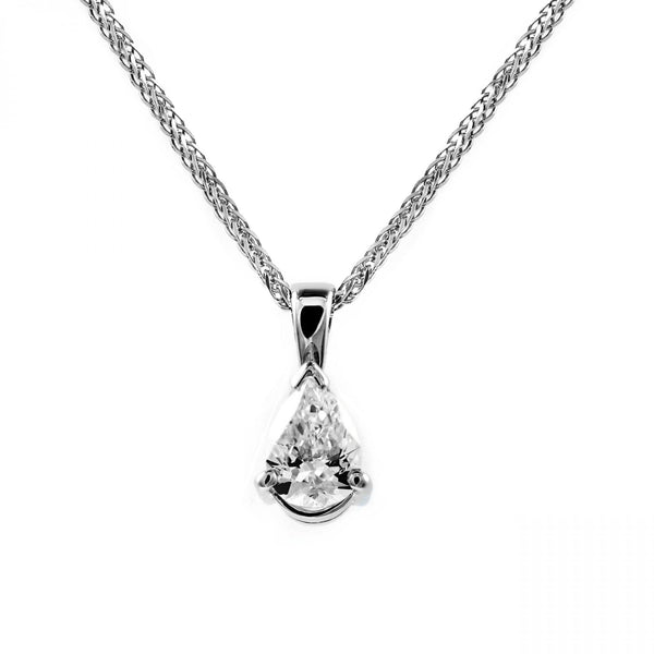 Platinum 1.00ct F VS2 GIA pear cut diamond pendant