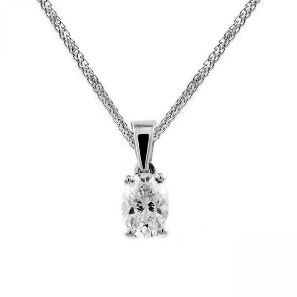 Platinum 1.00ct D VS2 GIA oval cut diamond pendant