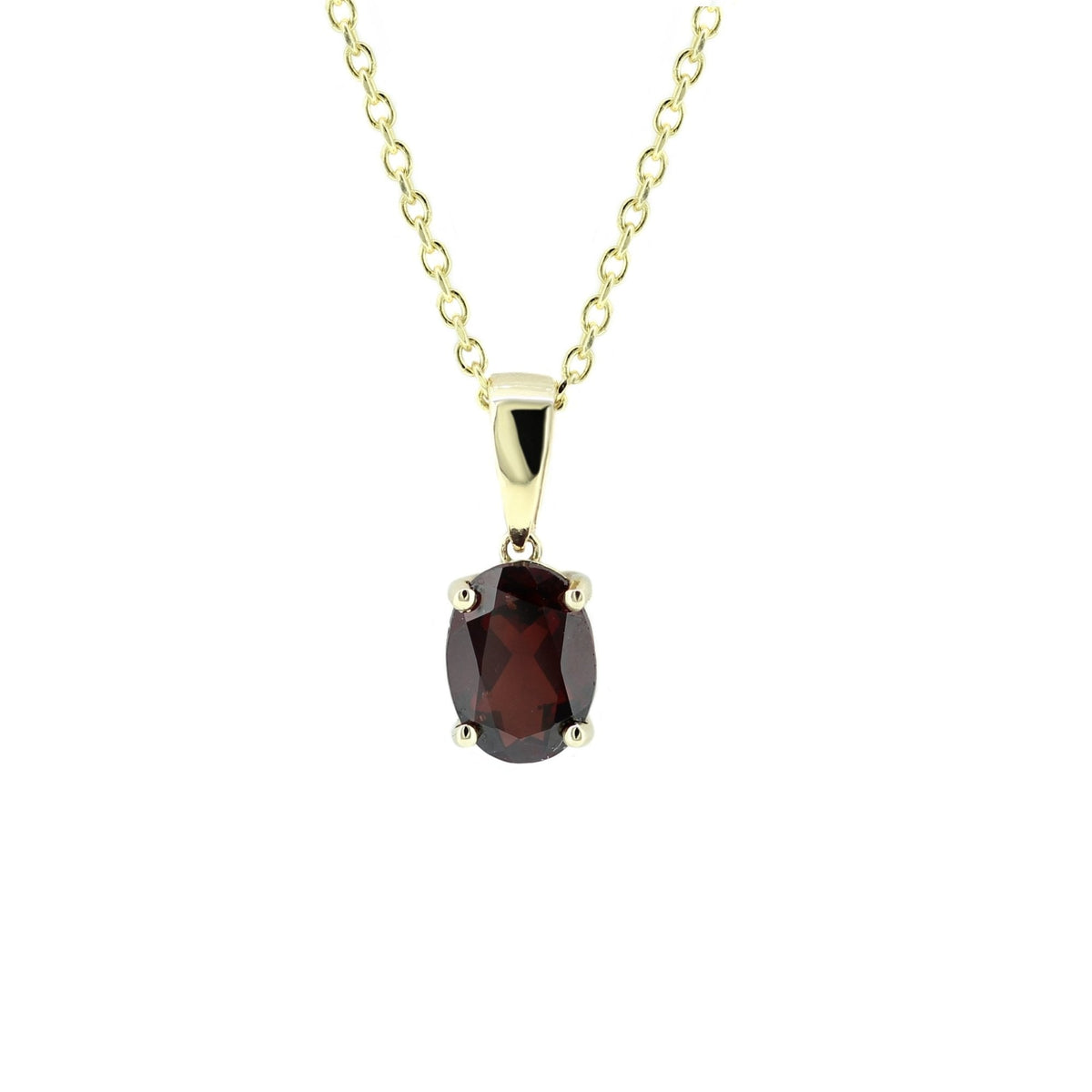 9ct yellow gold 8mm x 6mm oval garnet pendant