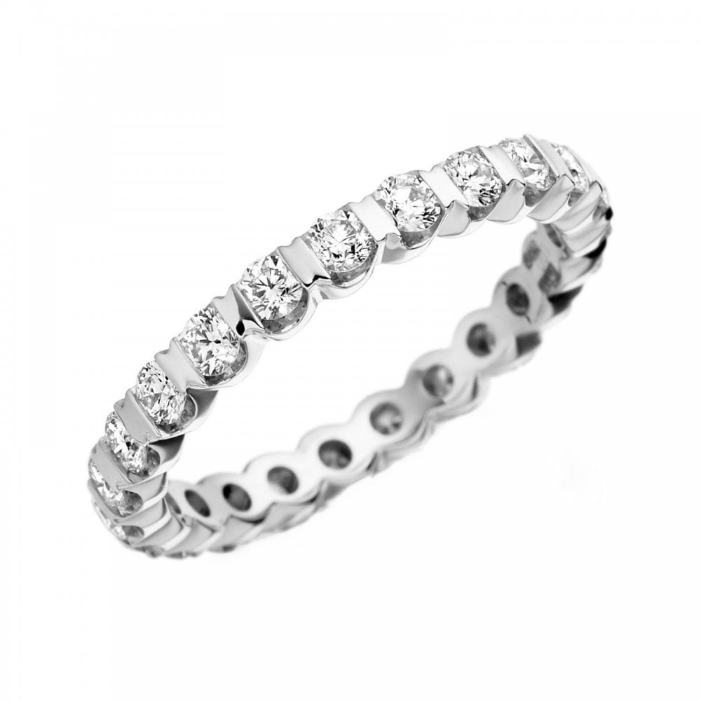 Platinum 1.00ct round brilliant cut diamond full eternity ring