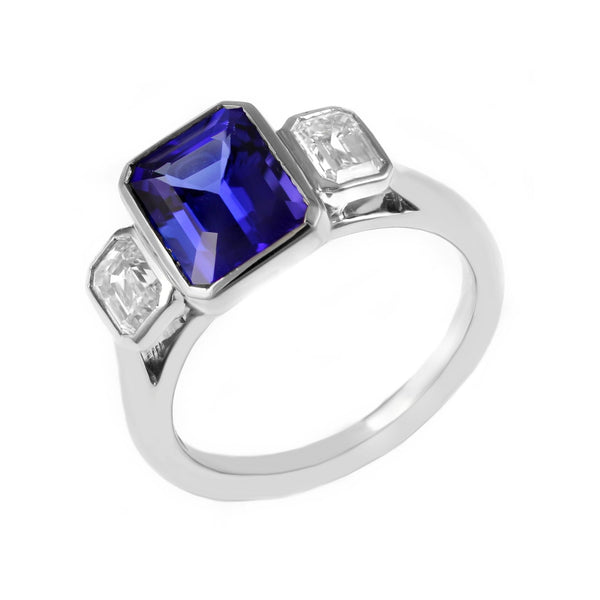 Platinum 2.75ct tanzanite & 0.80ct diamond ring