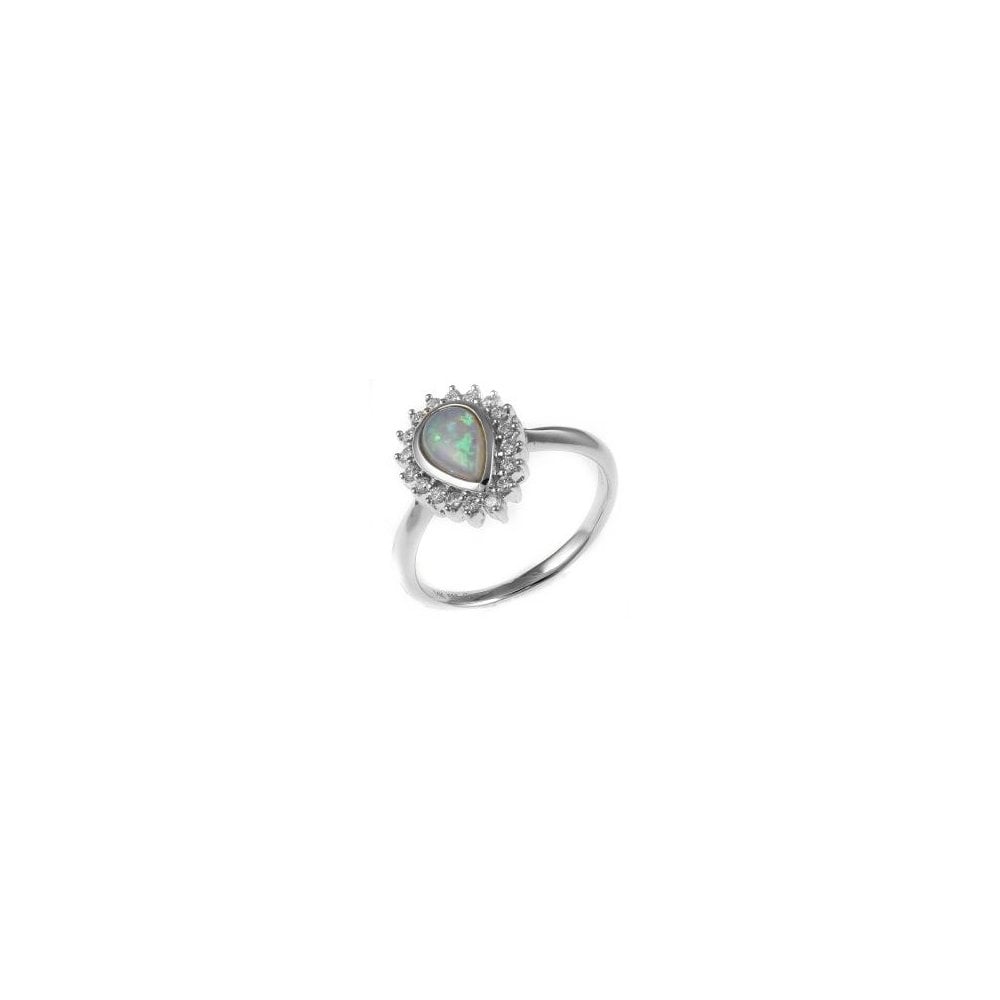 14ct white gold 0.50ct natural opal & 0.22ct diamond ring