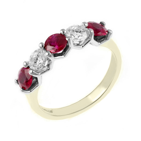 18ct yellow gold 0.98ct ruby & 0.60ct F VS2 GIA diamond ring
