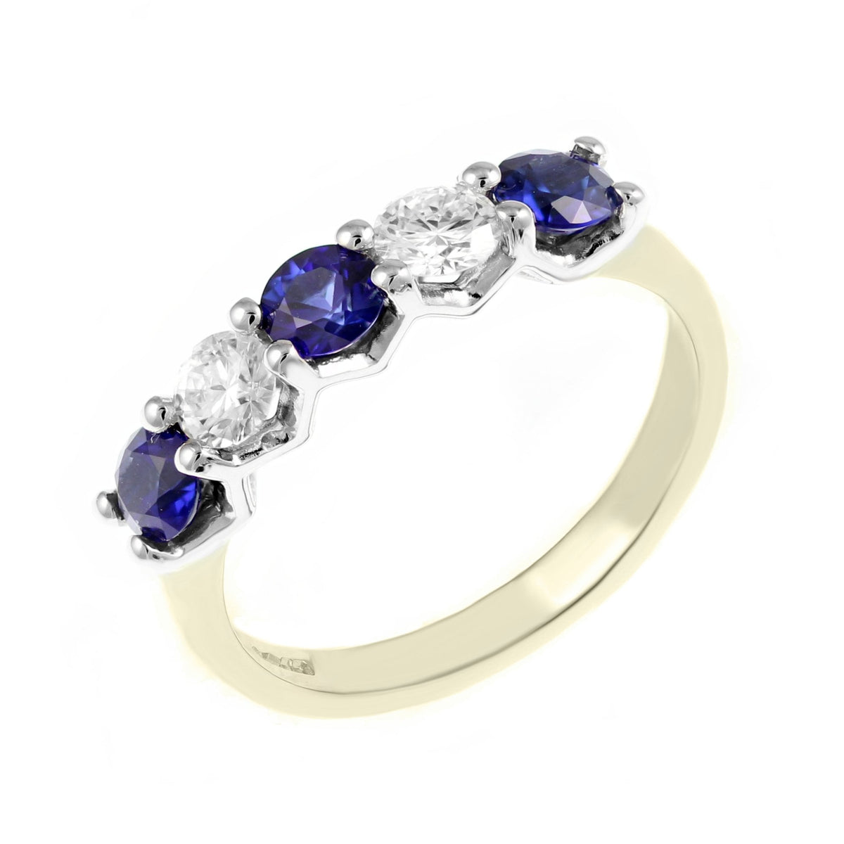 18ct yellow gold 0.72ct sapphire & 0.40ct diamond 5 stone ring