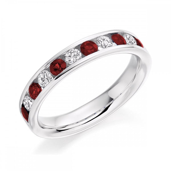 Platinum 0.52ct ruby & 0.36ct diamond half eternity ring