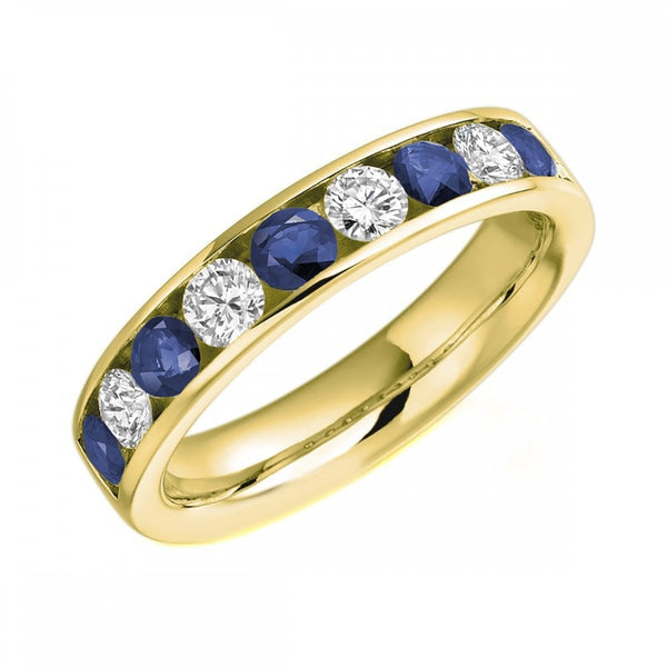 18ct yellow gold 0.55ct sapphire & 0.46ct diamond eternity ring