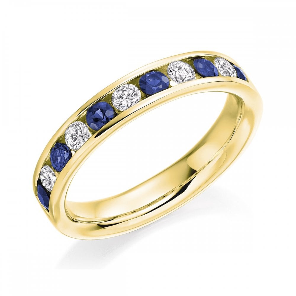 18ct yellow gold 0.52ct sapphire & 0.36ct diamond eternity ring