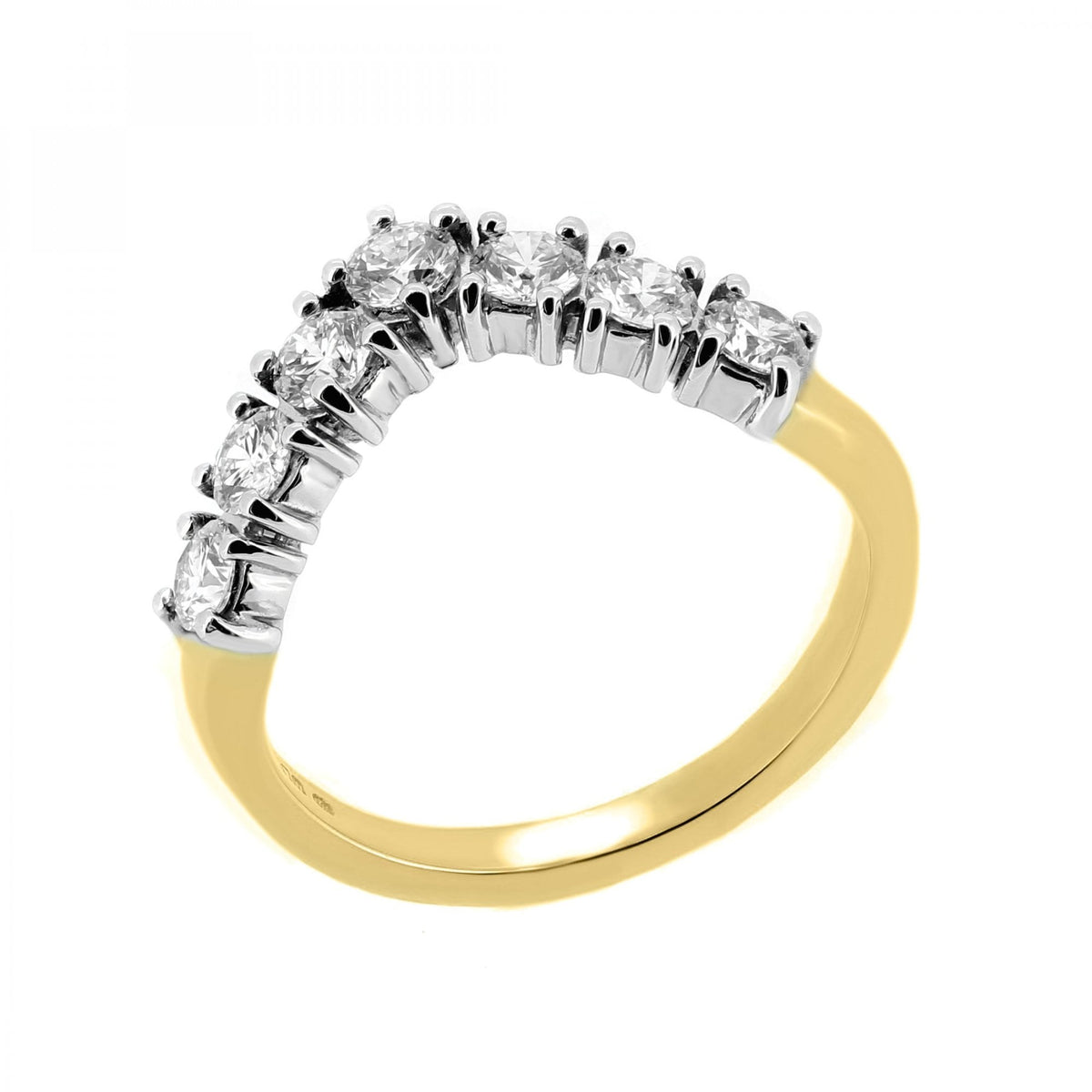 18ct yellow gold 0.75ct round brilliant diamond 7 stone ring