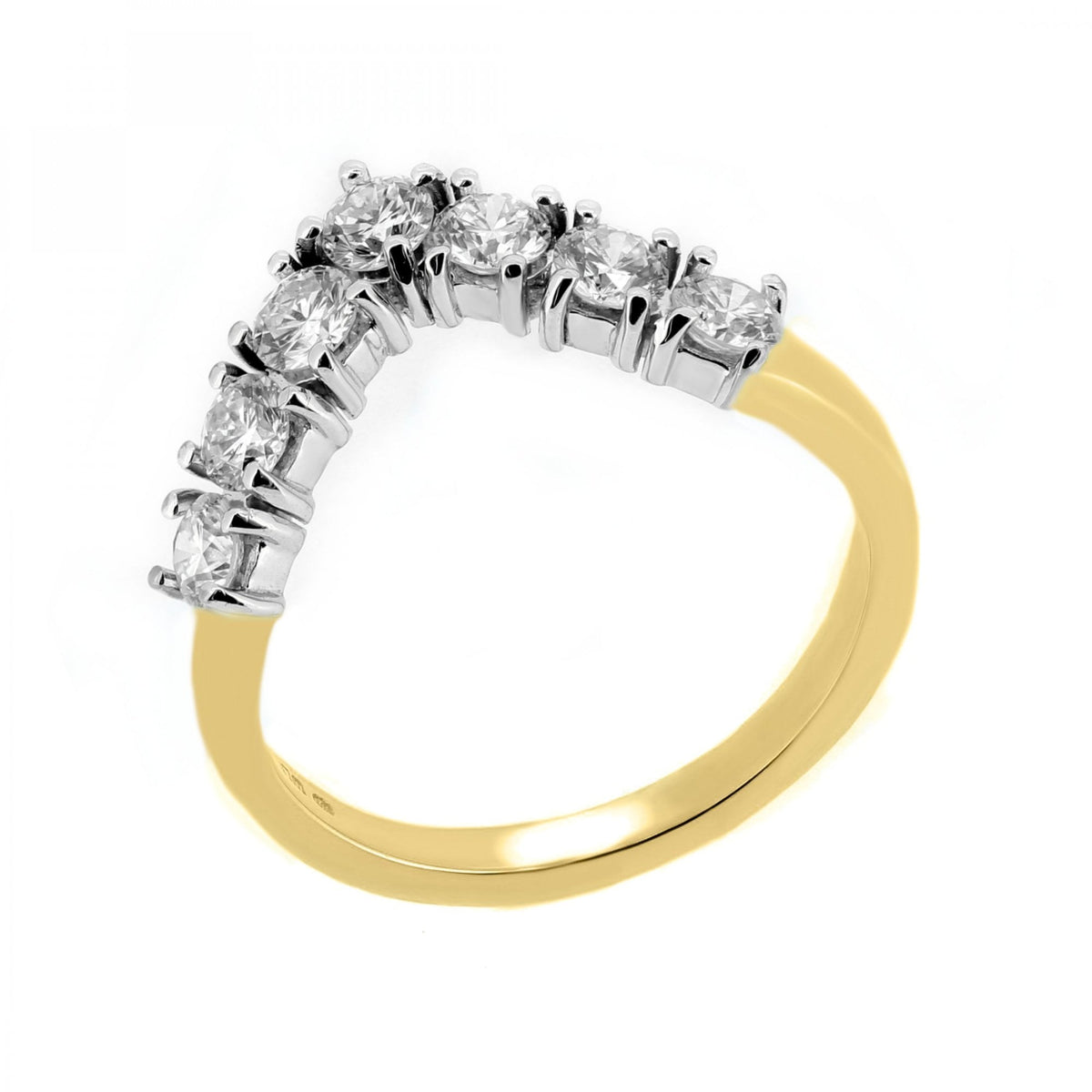 18ct yellow gold 1.00ct round brilliant diamond wishbone ring