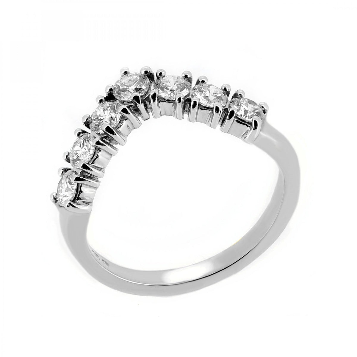Platinum 0.75ct Round Brilliant Diamond 7 Stone Wishbone Ring