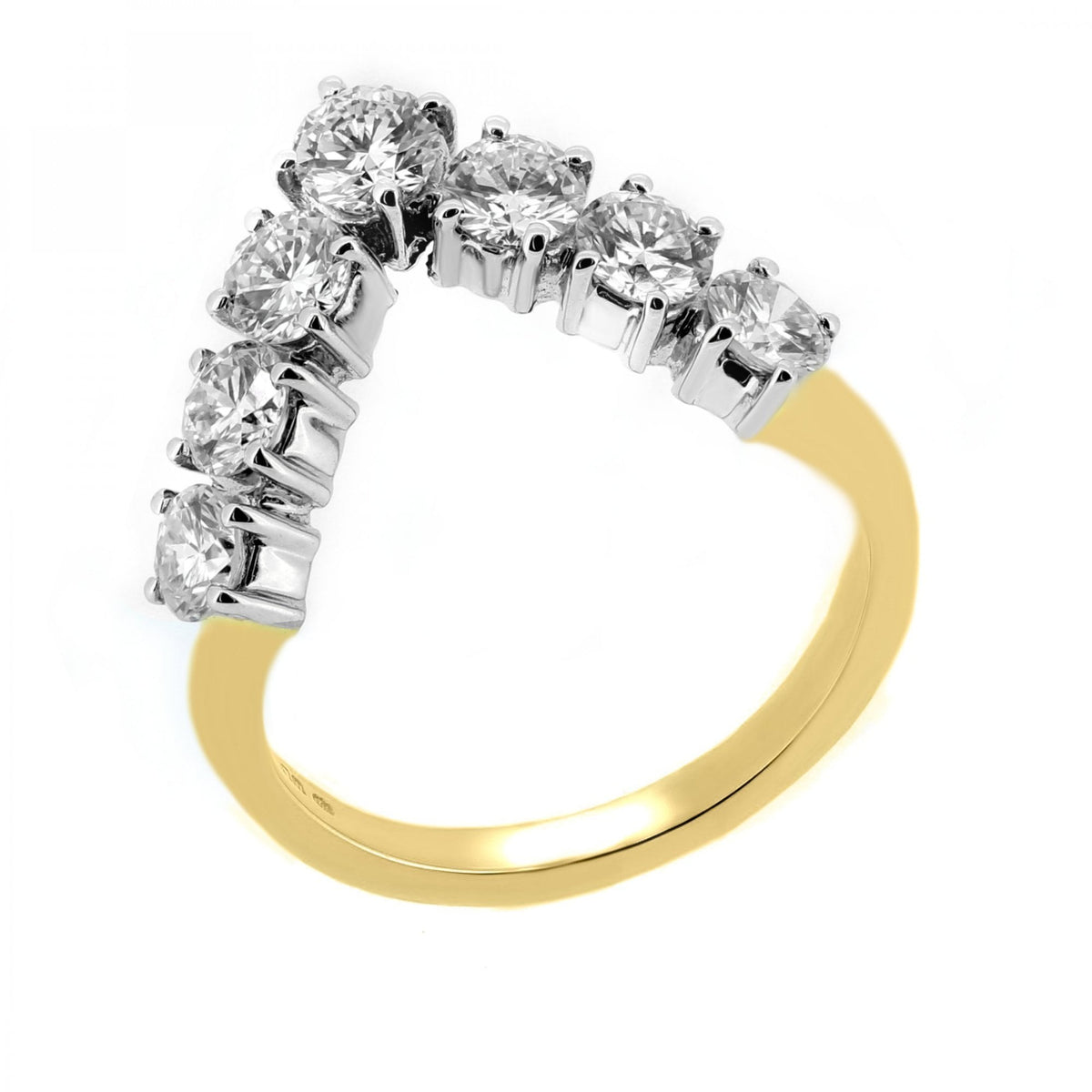 18ct yellow gold 1.50ct round brilliant diamond wishbone ring