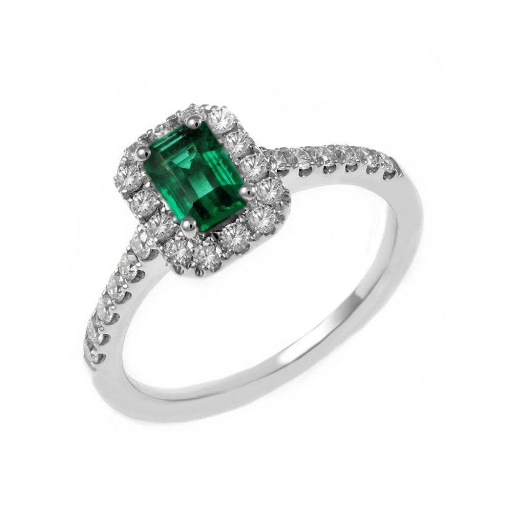 Platinum 0.58ct emerald & 0.40ct diamond cluster ring