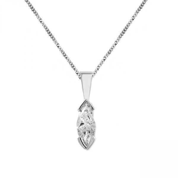 Platinum 0.50ct F VS2 GIA marquise cut diamond pendant