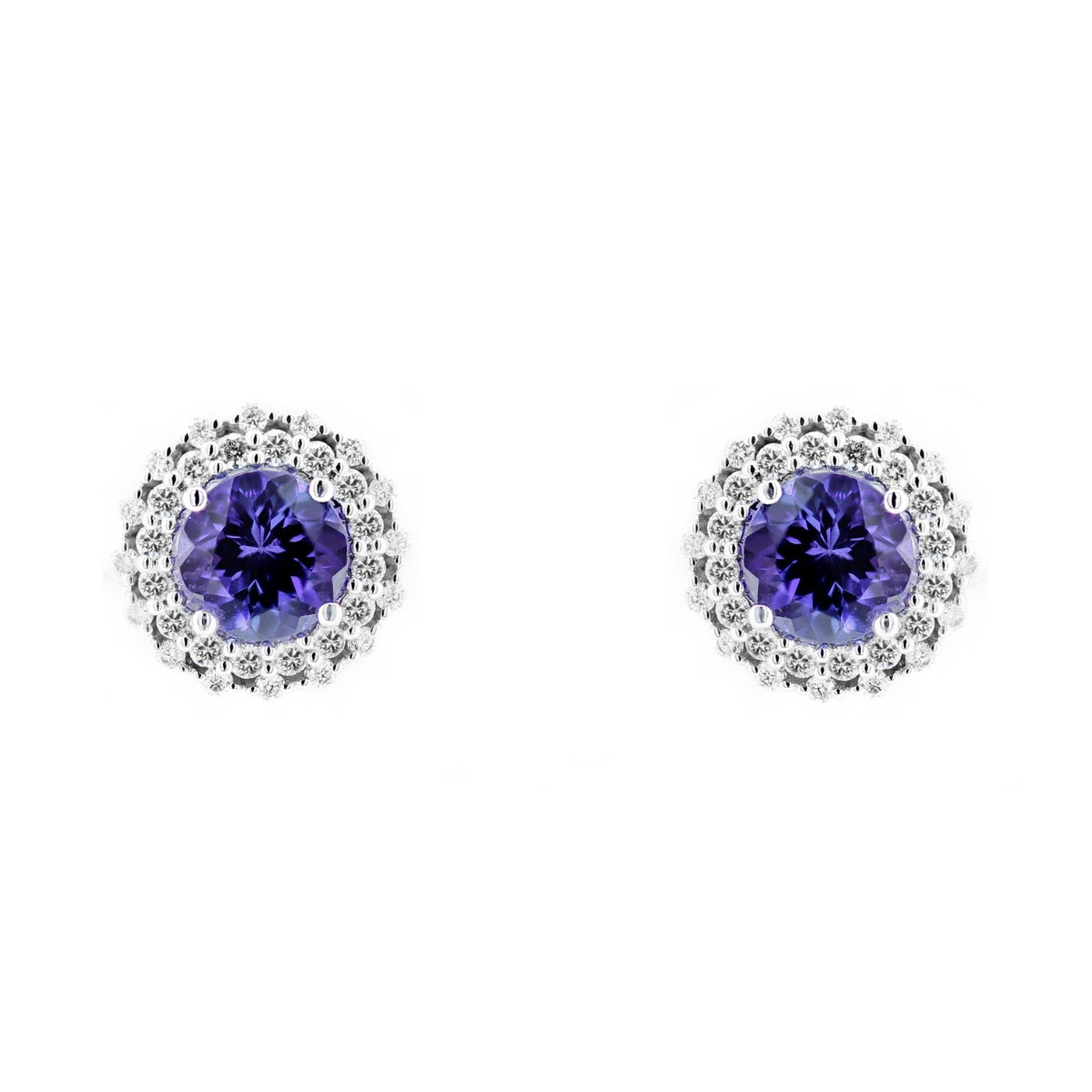 18ct white gold 2.00ct tanzanite & 0.46ct diamond earrings