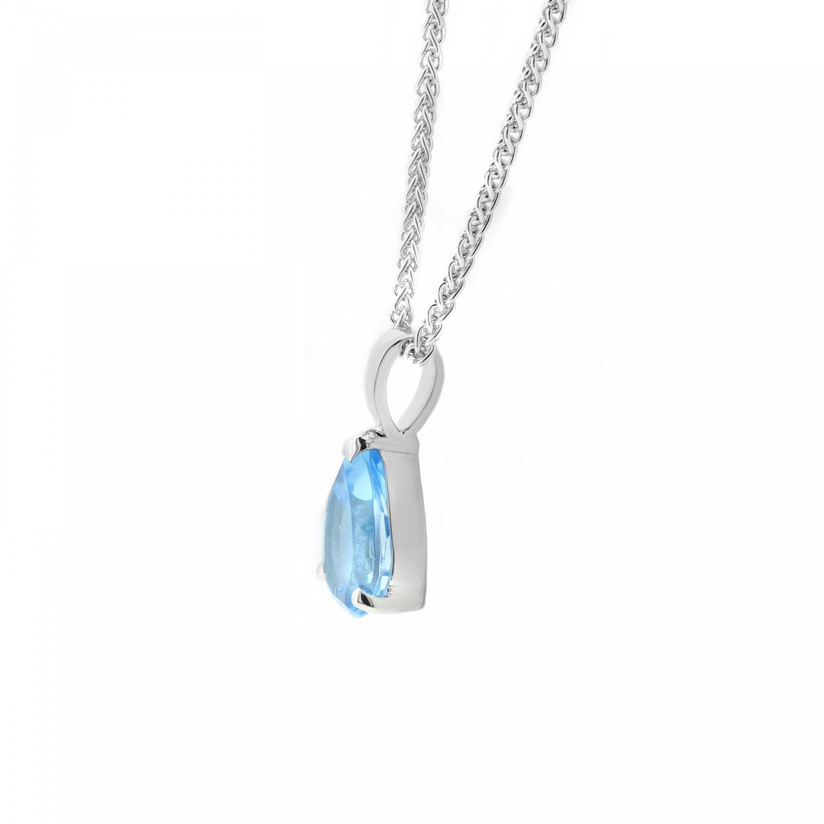 9ct white gold 8x6mm pear blue topaz pendant