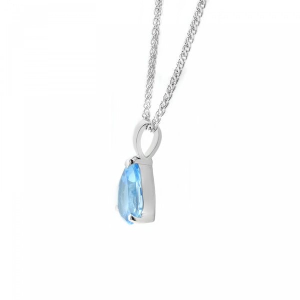 9ct white gold 8x6mm pear blue topaz pendant