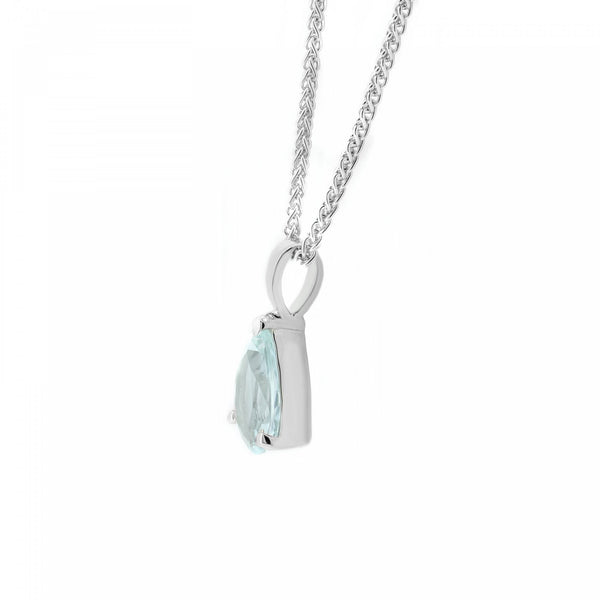 9ct white gold 9x6mm pear shape aquamarine pendant