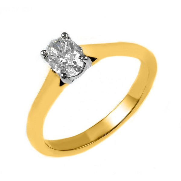 18ct yellow gold 0.40ct D VS2 GIA oval cut diamond ring
