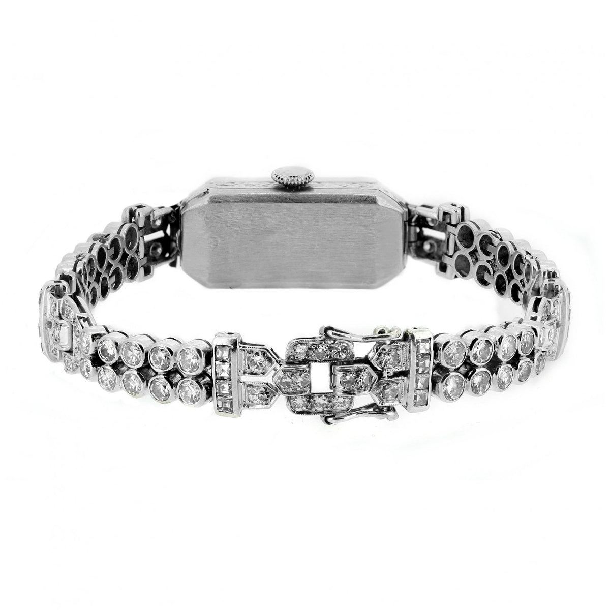 Preowned platinum 4.00ct genuine antique diamond watch