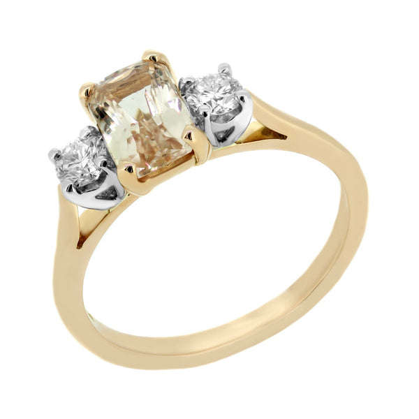 18ct rose gold 1.13ct peach sapphire & 0.25ct diamond ring